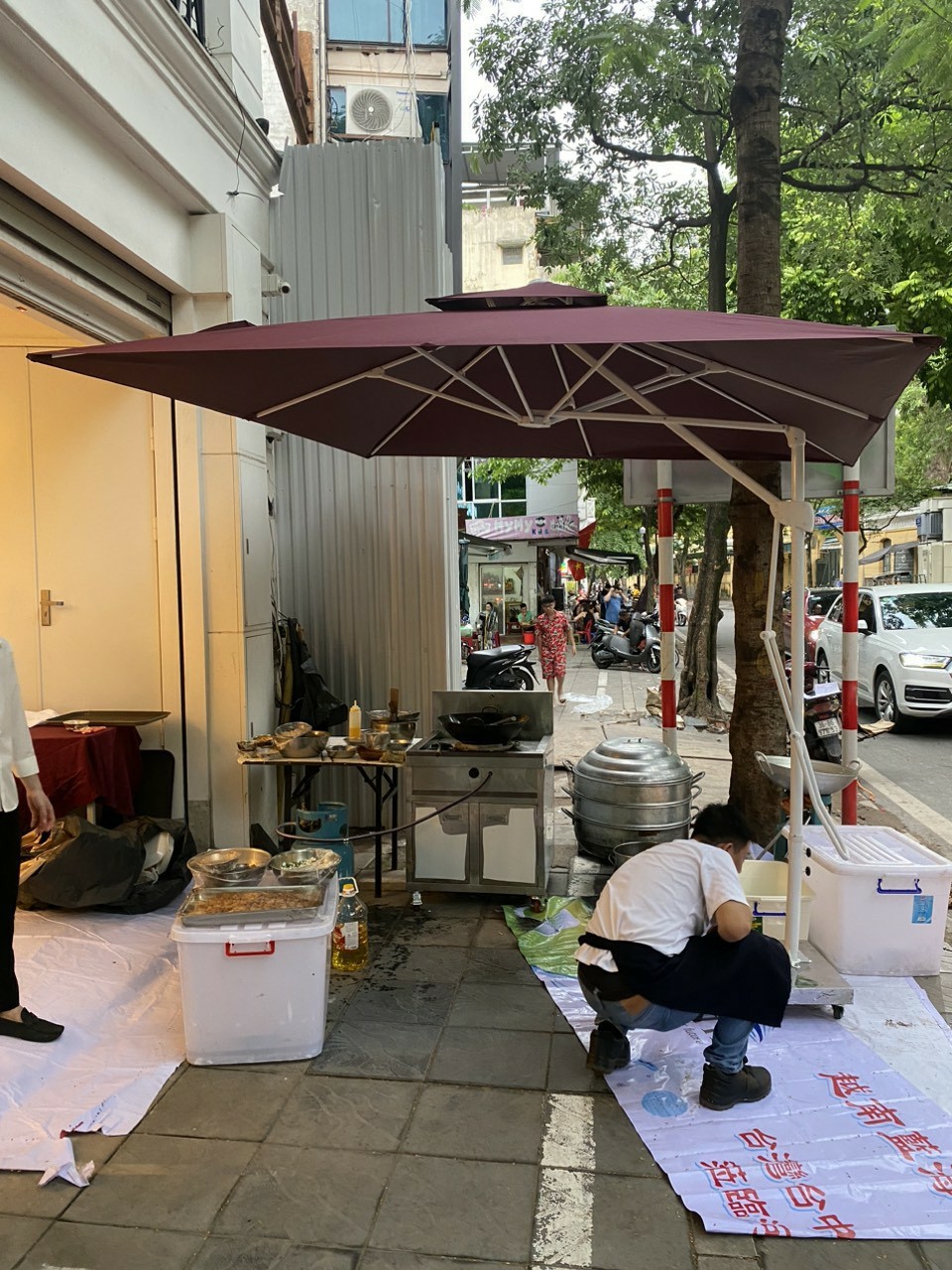 Ô dù hòa phát lệch tâm vuông 3M màu đỏ