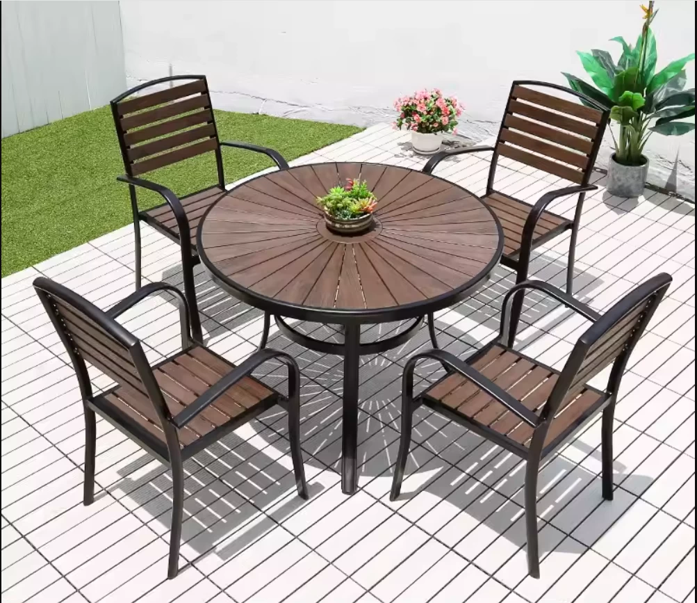 Bộ Bàn Ghế Sân Vườn Ngoài Trời D100 Nan Composite